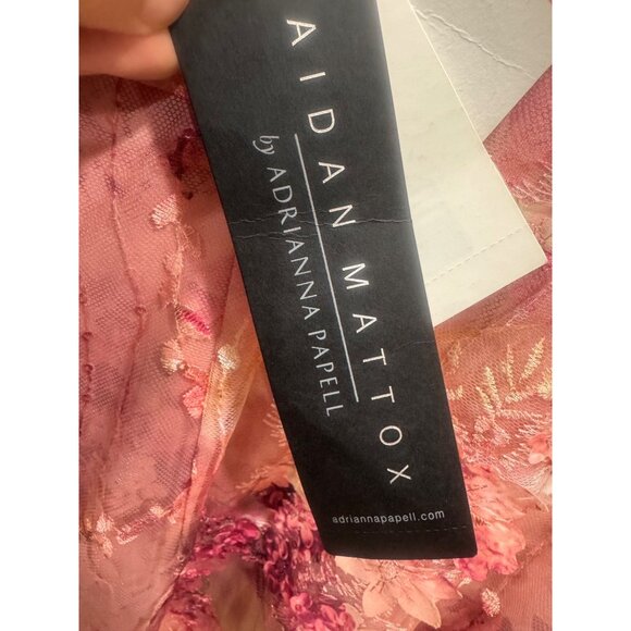 Aidan Mattox By Adrianna Papell Pink Floral Embroidered Midi Dress Size 16 Made - Picture 4 of 7